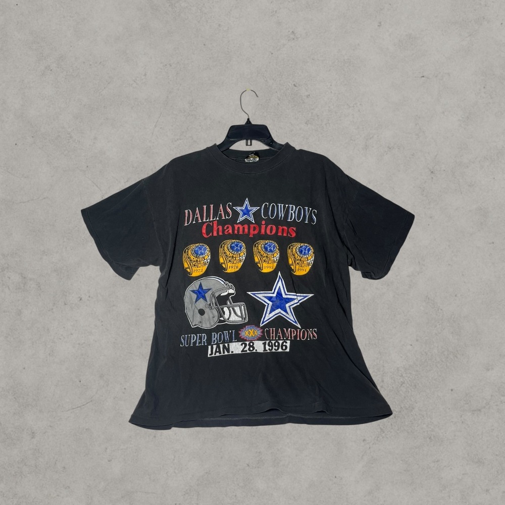 Vintage Dallas Cowboys Super Bowl XXX Champions T-Shirt 1996 Black NFL Tee L